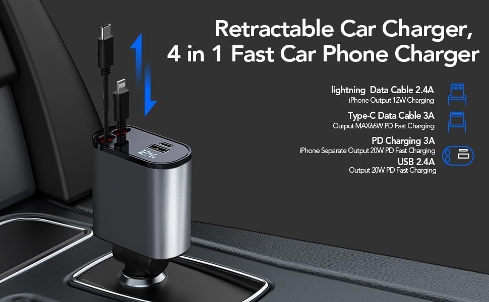 Retractable car charger