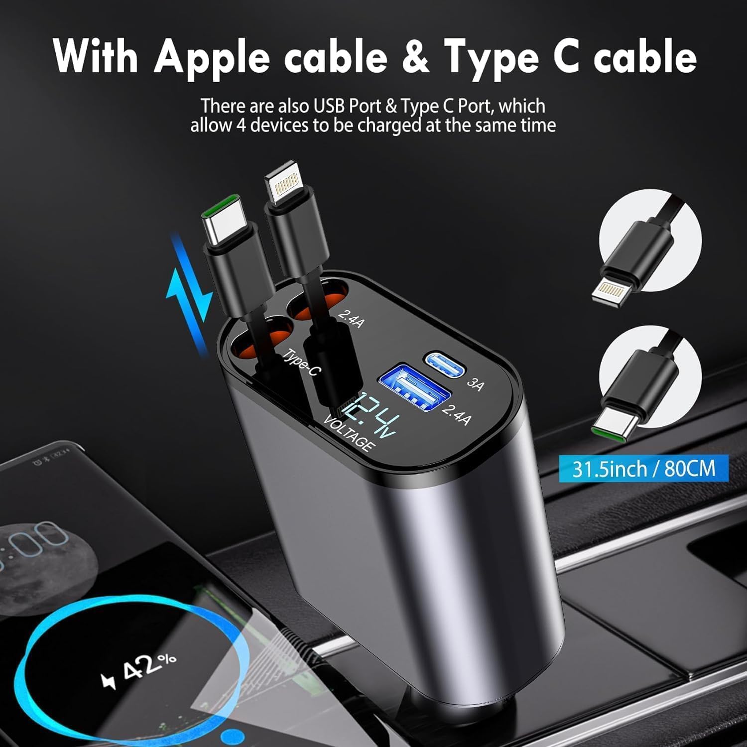 Retractable car charger